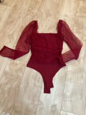 Lulus “dare to be you” tulle ruched bodysuit